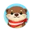 Cute flat cartoon otter face avatar icon with friendly expression for reviews section